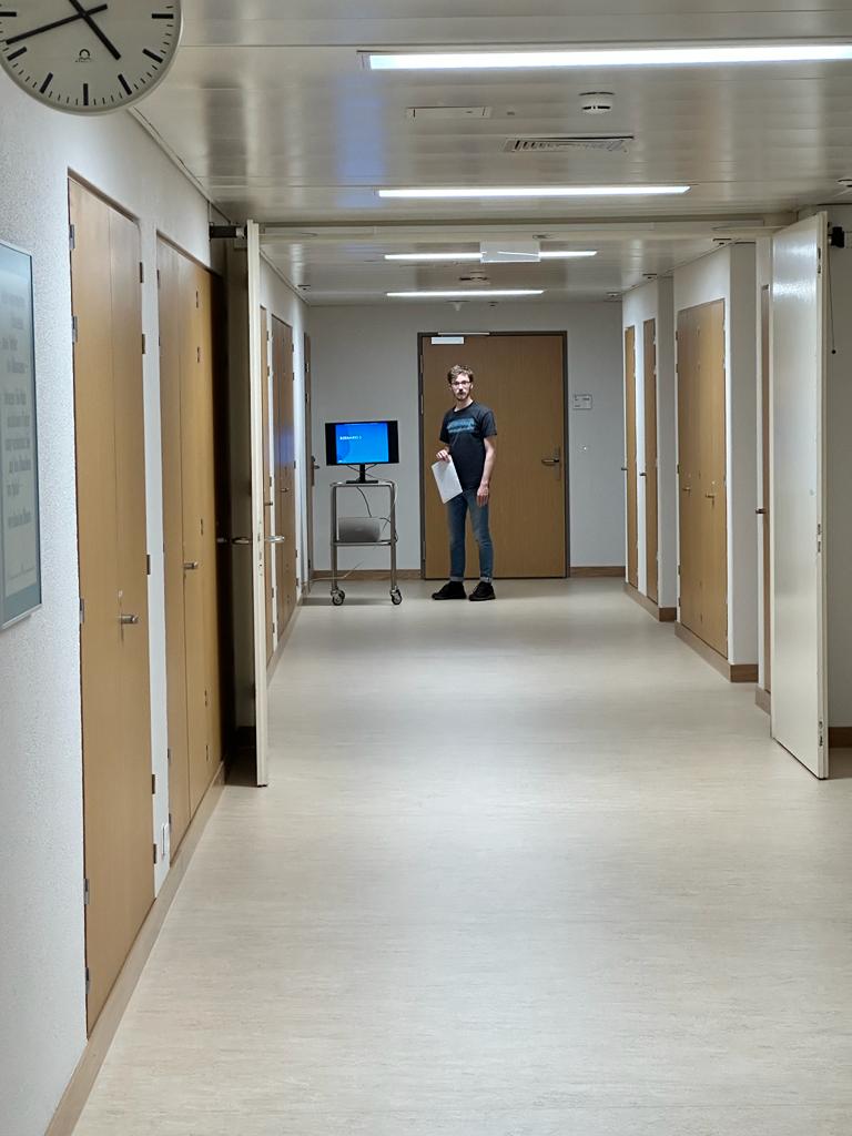 A corridor setup for a Visual Patient distance-vision pilot.