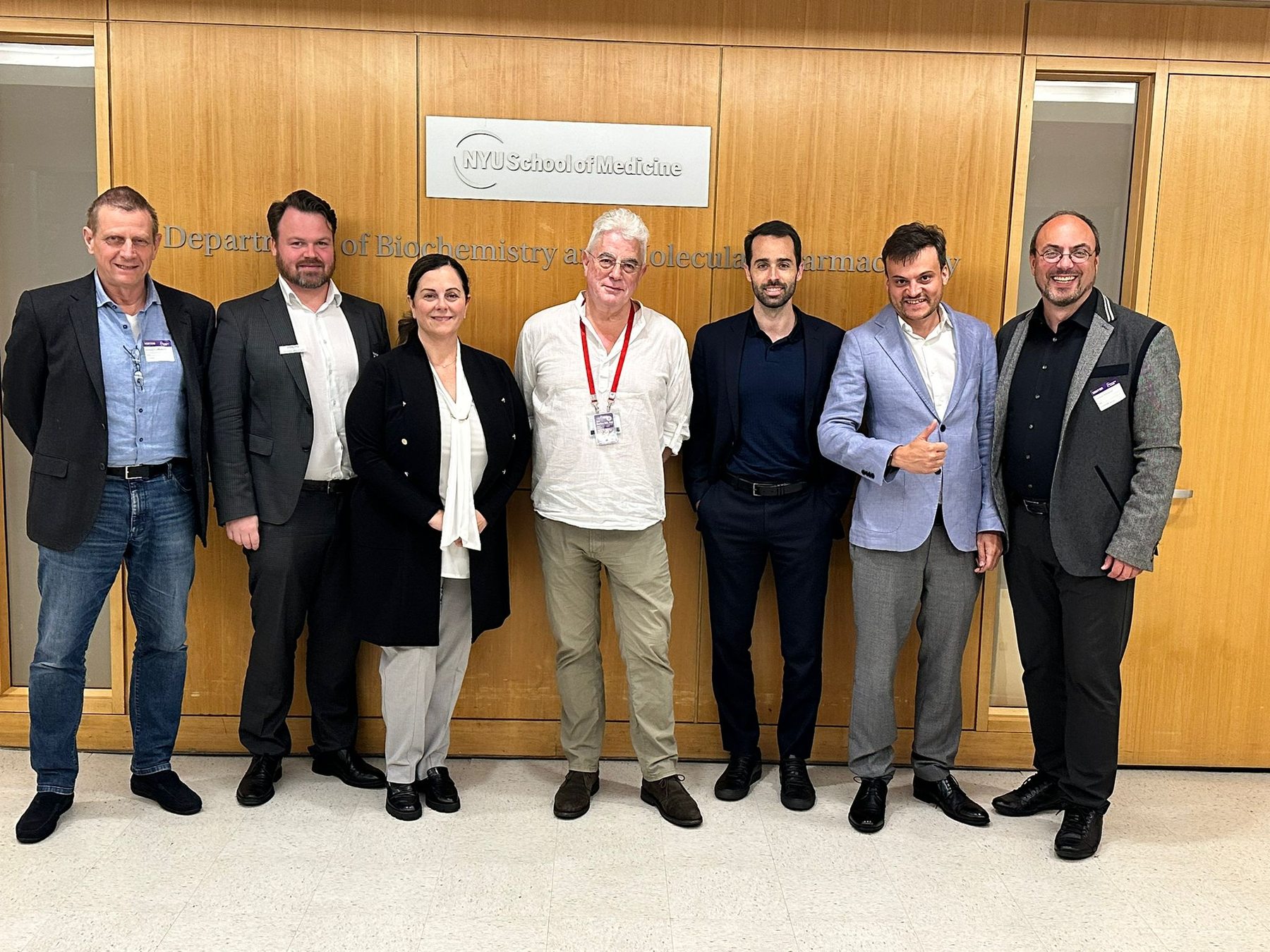 A group photograph at NYU School of Medicine during the 2023 US visit.