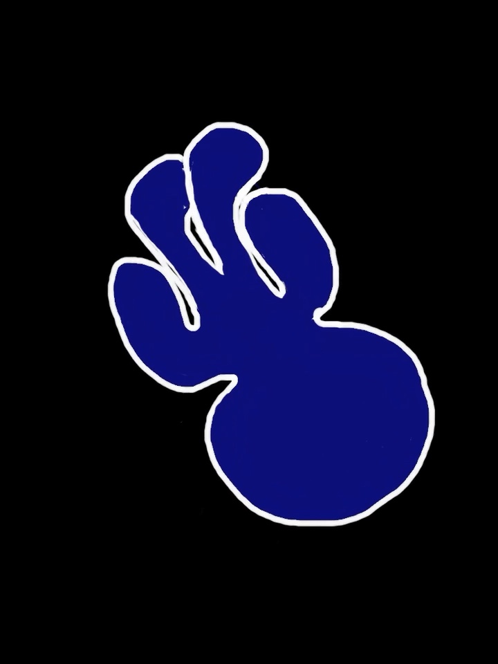 The blue silhouette changes its body shape in this early Visual Patient animation.